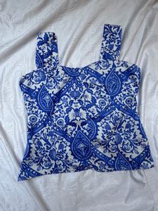 Vintage Blue &amp; White Patterned Cami Top