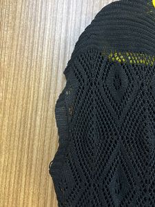Black Crochet Knit Top