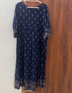 navy blue printed gown