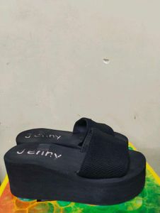 Women's Black Platform Slide Slippers