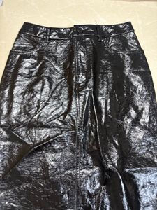 Black Faux Leather Midi Skirt