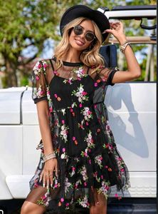 Chic Embroidered Mesh Dress