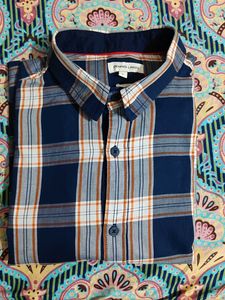 Men's Blue Plaid Long Sleeve Shirt