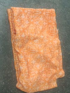 Orange blouse material with White Print
