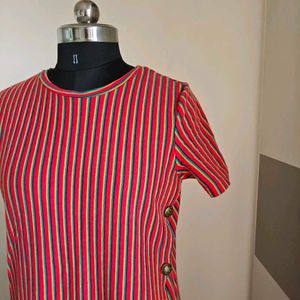 Stylish Red Striped Dress