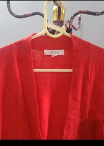 Chic Red Tie-Front Cardigan