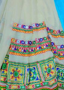 Heavy Embroidery N Mirror Work Saree