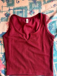Ribbed Maroon Crop Top