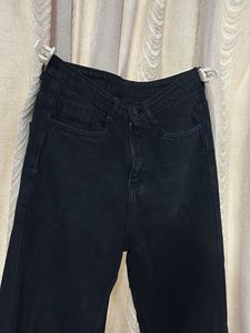 Black High-Waisted Wide Leg Jeans