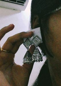 Oxidised Silver Jhumka Earrings