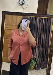Stylish Salmon Pink Button-Down Top