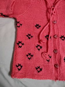 [unisex]Handmade Adorable Pink Hooded Knit Sweater