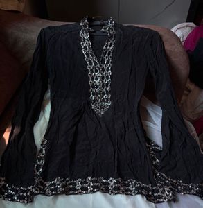 y2k Black Sequin Party Tunic Kurti