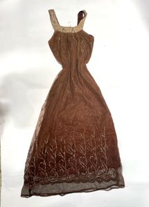 Sheer Brown Embellished Dress