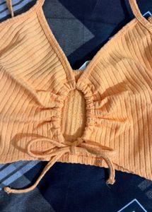 Orange Textured Cami Crop Top