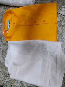 Men's Yellow Kurta with White Pyjama Set