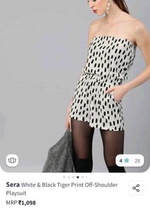 Sera White & Black Print Playsuit
