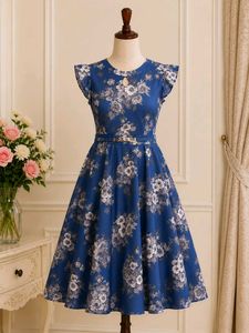 Blue Floral Print Dress