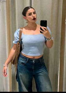 combo light blue and green top