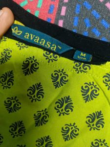 Lime Green Printed Kurta