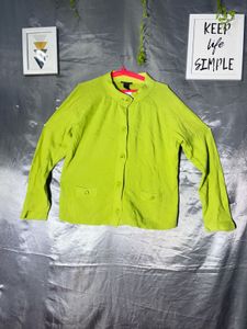 Lime Green Button-Up Cardigan