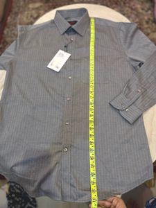raymond Classic Grey Striped Dress Shirt