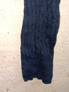 Navy Blue Ribbed Knit Cardigan