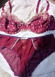 Burgundy Lace Bra &amp; Panty Set