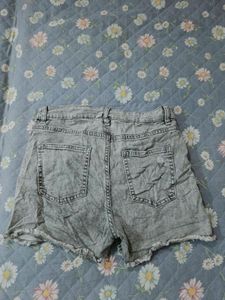 Washed Denim Cut-Off Shorts