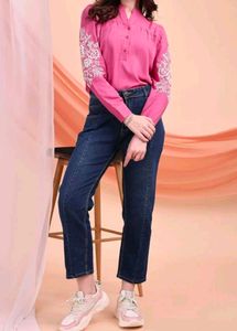 Elegant Pink Embroidered  Top