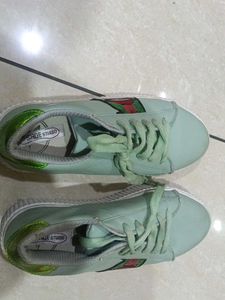 Mint Green Platform Sneakers with Lip Design