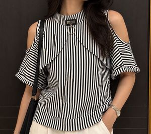 Chic Striped Cold Shoulder Top