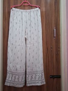 White Palazzos with Print