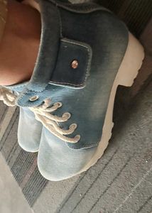 Denim Lace-Up Boots