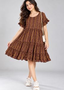 Boho Chevron Print Mini Dress