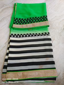 Synthetic Sari Used Hardly Twice No Blouse Pc