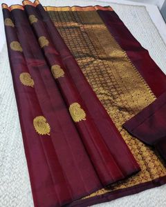 Elegant Maroon Saree with Gold Butti