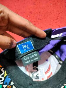 Purple Snapback Cap with Tribal Print Brim
