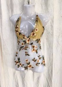 69. Floral Embroidered Sheer Halter Top