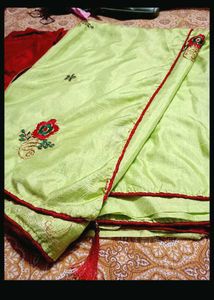 Elegant Lime Green Embroidered Silk Saree