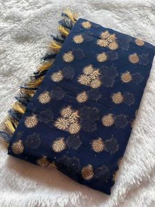 Elegant Navy Blue Banarasi Saree♥️
