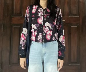 Korean Pinterest Floral Bomber Jacket