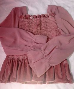Chic Velvet Smocked Peplum Top