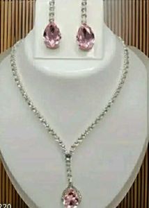 Pink Cubic Zirconia Necklace Set...
