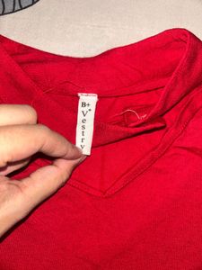 Chic Red Mock Neck Cutout Top