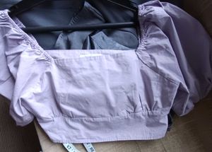 Lavender Puff Sleeve Cropped Top