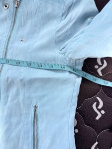 forever 21 Light Blue Faux Suede Biker Jacket