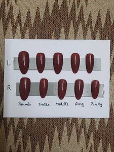 strawberry + dark red press on nail set
