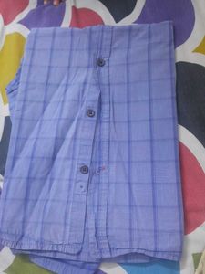 Men's Blue Plaid Casual Shirt