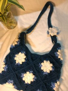 Handmade Crochet Flower Shoulder Bag